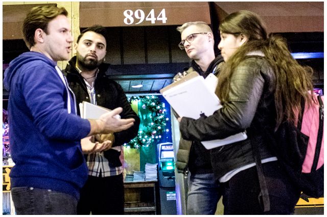 Ian Holloway and three student canvassers