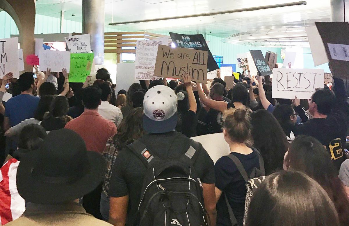 Protesters at LAX
