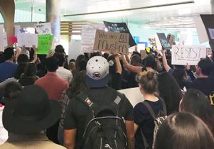 Protesters at LAX