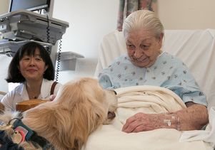 Patient meets Ella, volunteer dog 