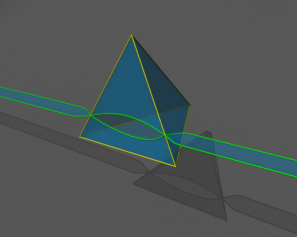 A simulation of the formation of a defect tetrahedron in irradiated metals