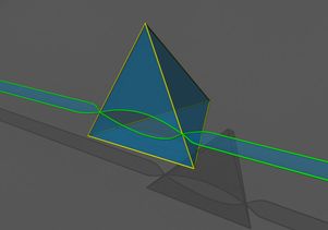 A simulation of the formation of a defect tetrahedron in irradiated metals