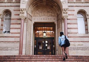 Powell Library steps