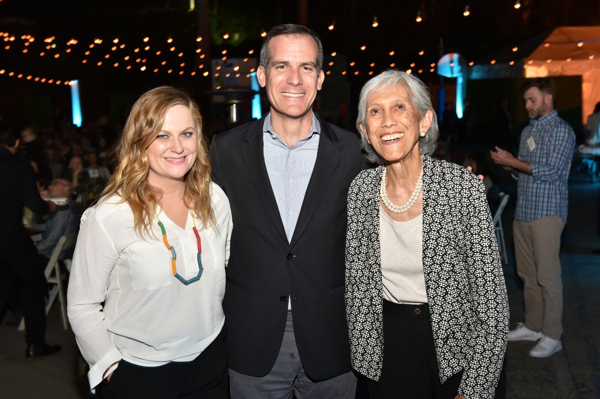 Amy Poehler, Eric Garcetti and Karolynne Gee