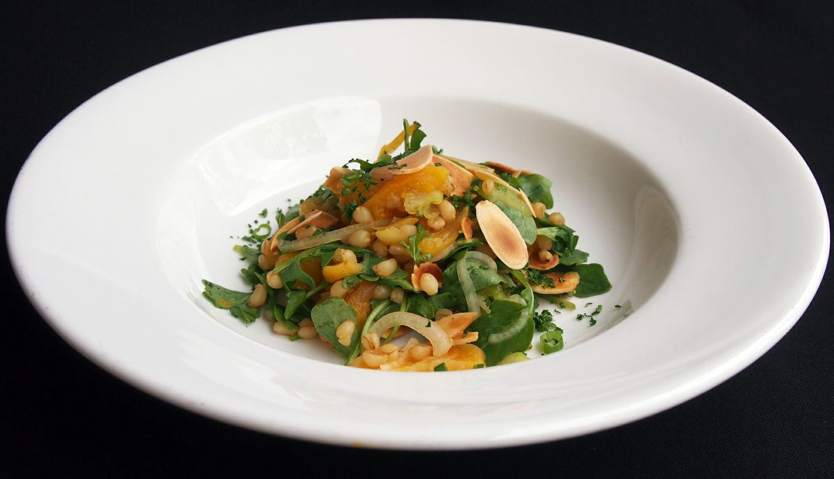 Wheatberry, apricot and arugula salad