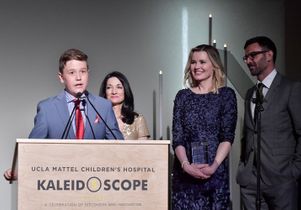 Kaii Davis Jarrahy, Johnese Spisso, and Kaii's parents, Geena Davis and Reza Jarrahy