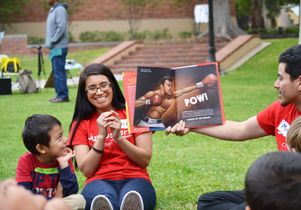 Jumpstart UCLA students and children attending a literacy fair