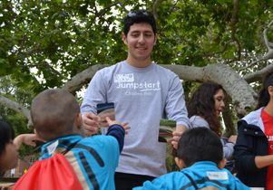 A Jumpstart UCLA student at the literacy fair