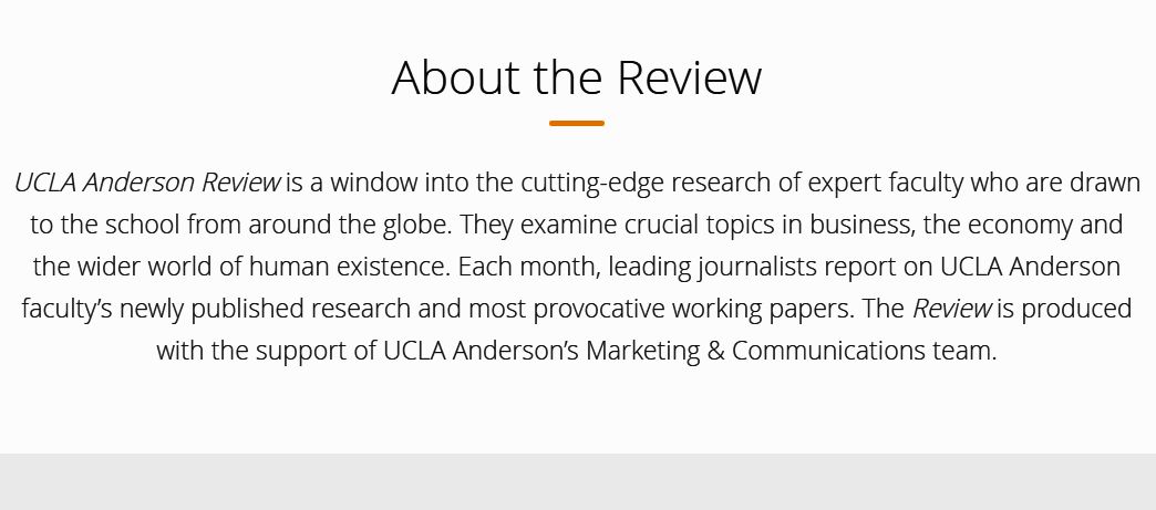 About UCLA Anderson Review
