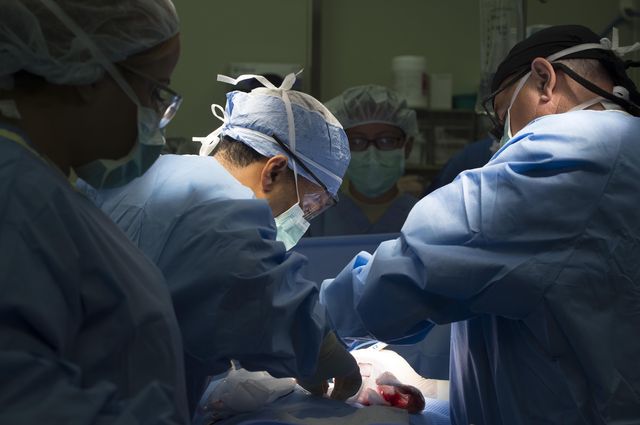Surgeons during operation
