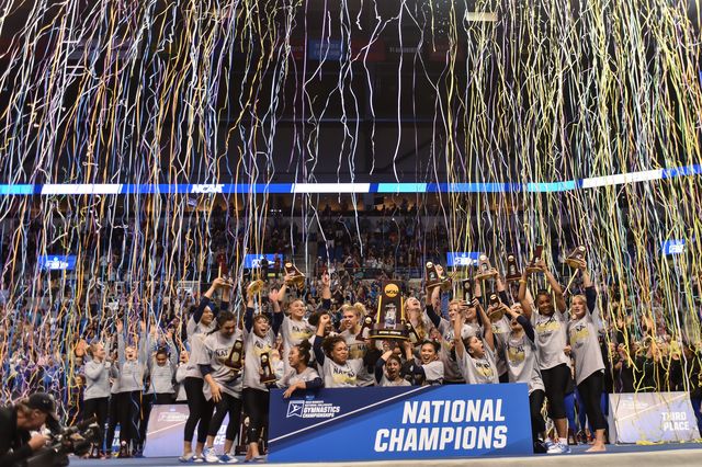 NCAA gymnastics celebration