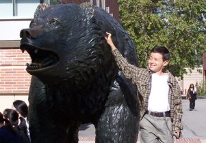 Kevin Herrera and the Bruin statue