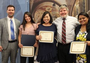UCLA Retirees Association Staff Scholarship presenters and recipients