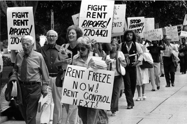 Rent control march at City Hall