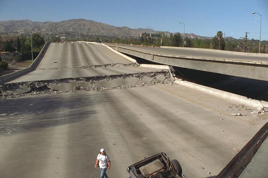 Earthquake damaged freeway