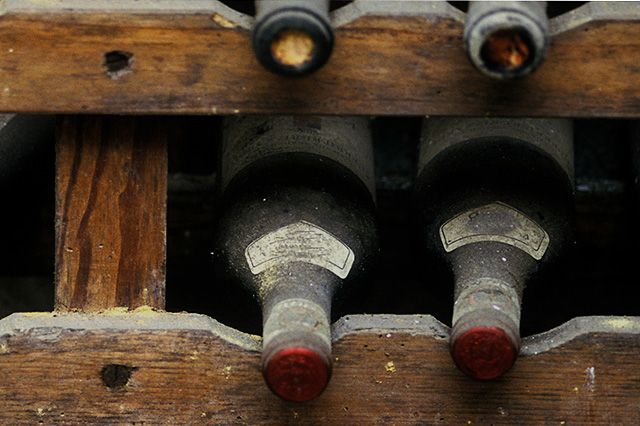 Dusty wine bottles