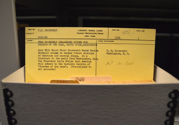 Hearst Metrotone News index card