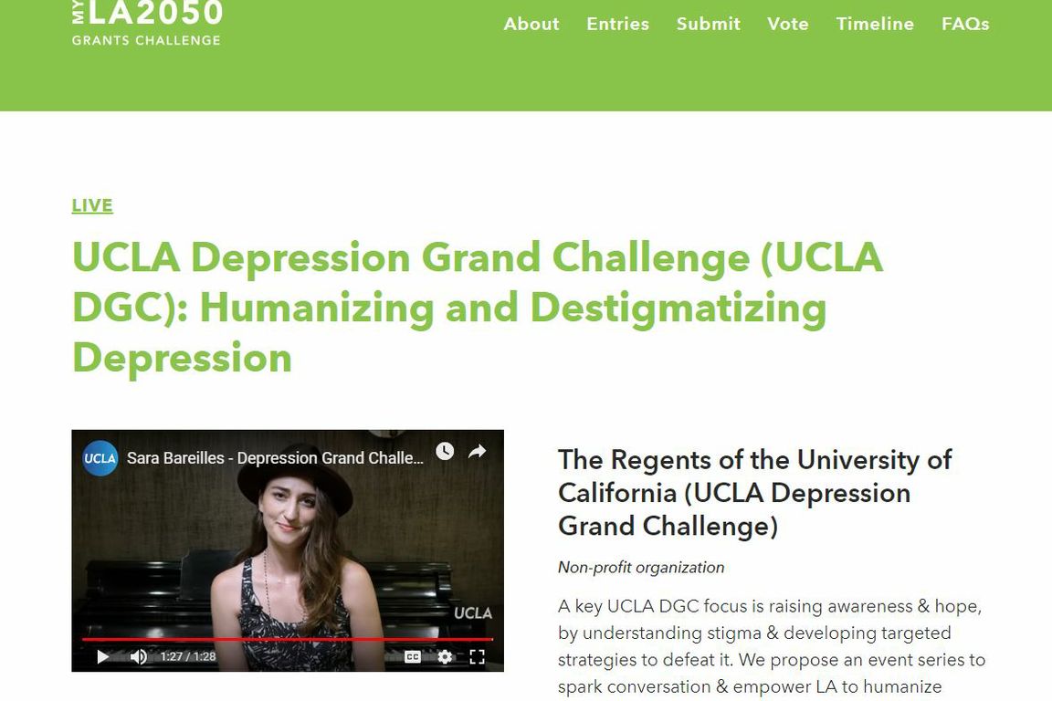 UCLA Depression Grand Challenge seeks votes in competition for 100,000