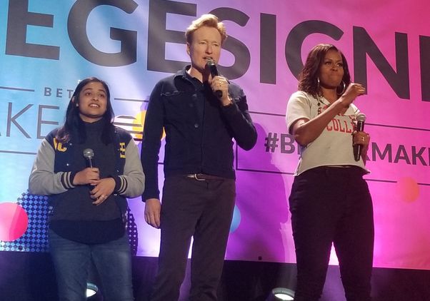 Michelle Obama, Conan O'Brien and student 