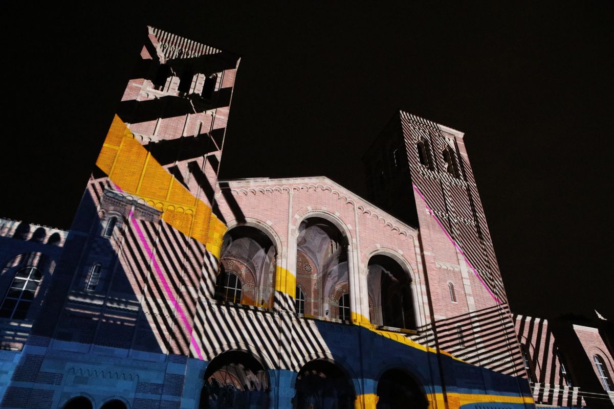 Lighting the Way projection on Royce Hall