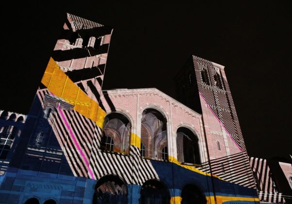 Lighting the Way projection on Royce Hall