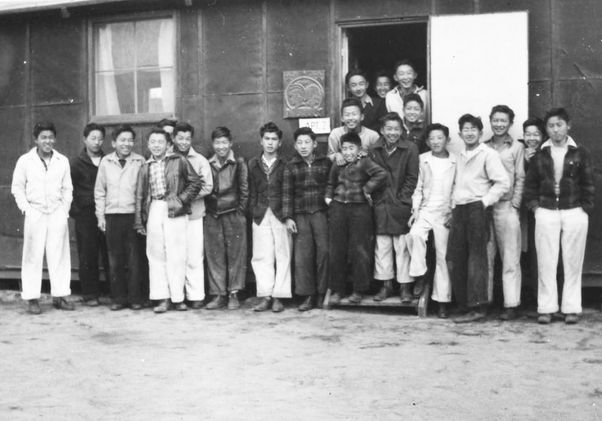 Physical education class at Manzanar, 1943