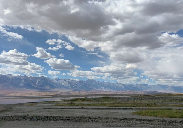 Cloudy sky above Owens Valley lakebed