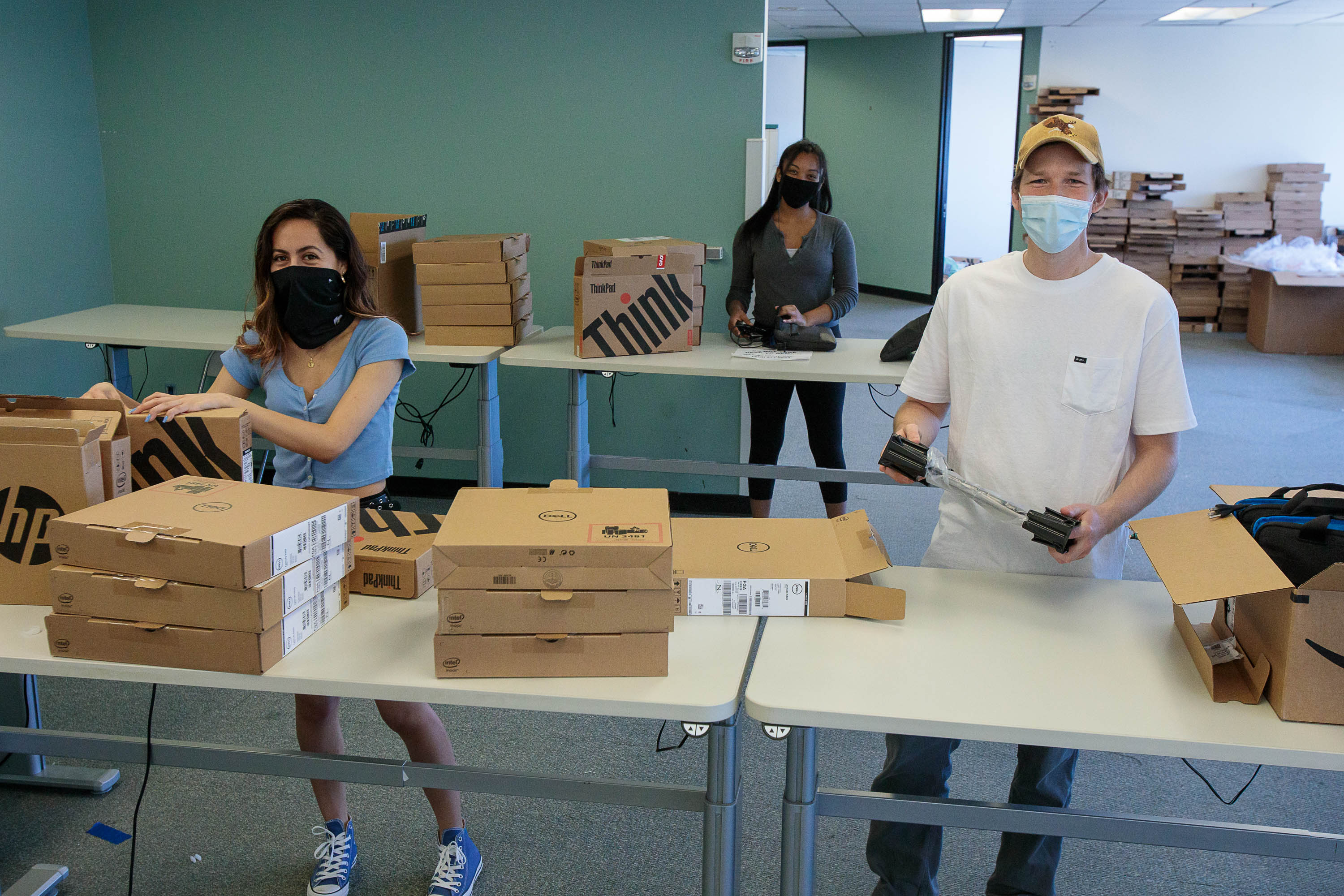 IT Services packing loaner laptops