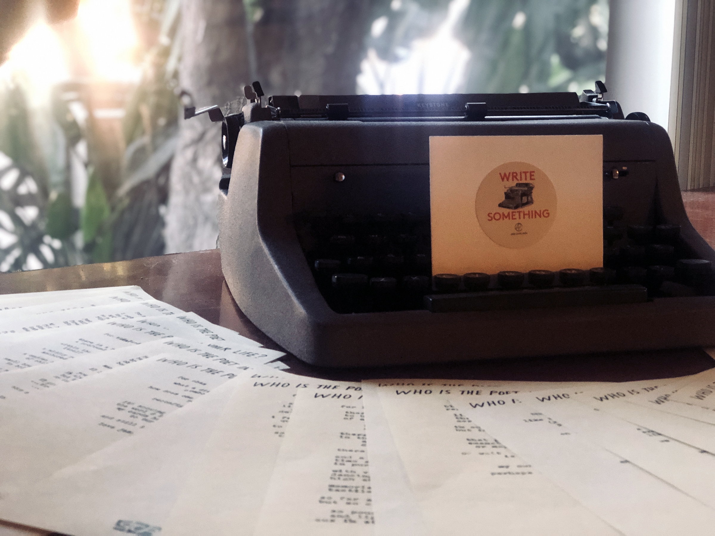 Typewriter on a table for Poetry Bureau