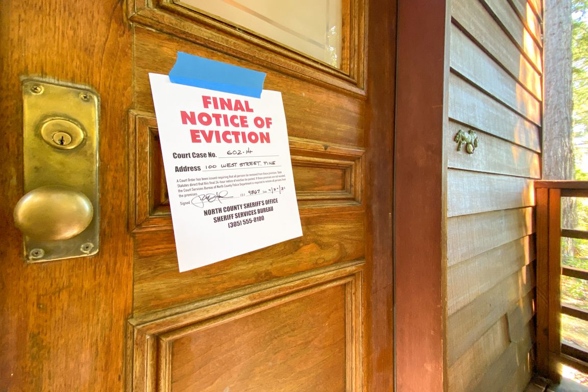 Eviction notice on door