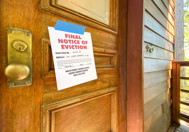 Eviction notice on door