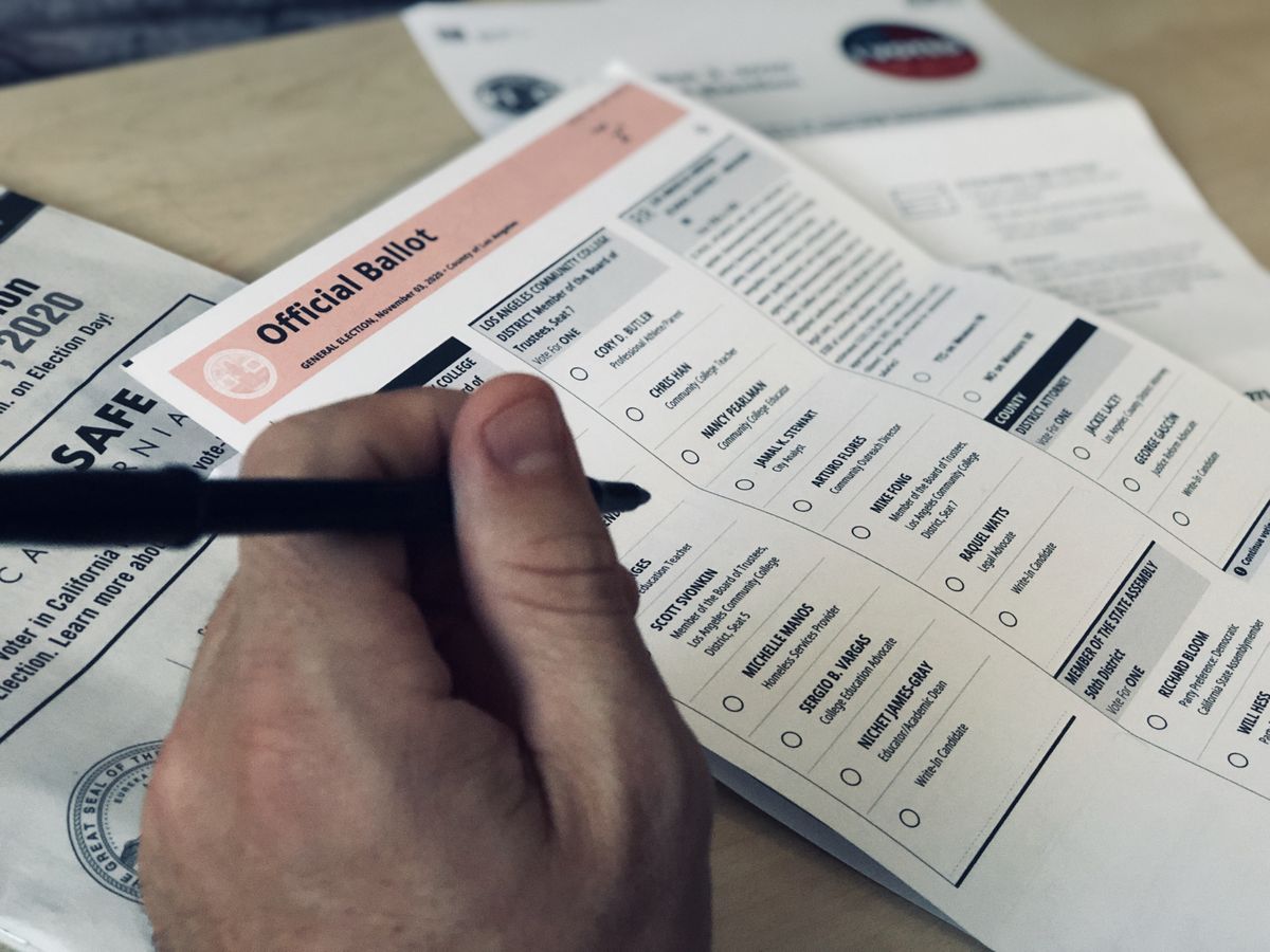 Ballot, hand with pen