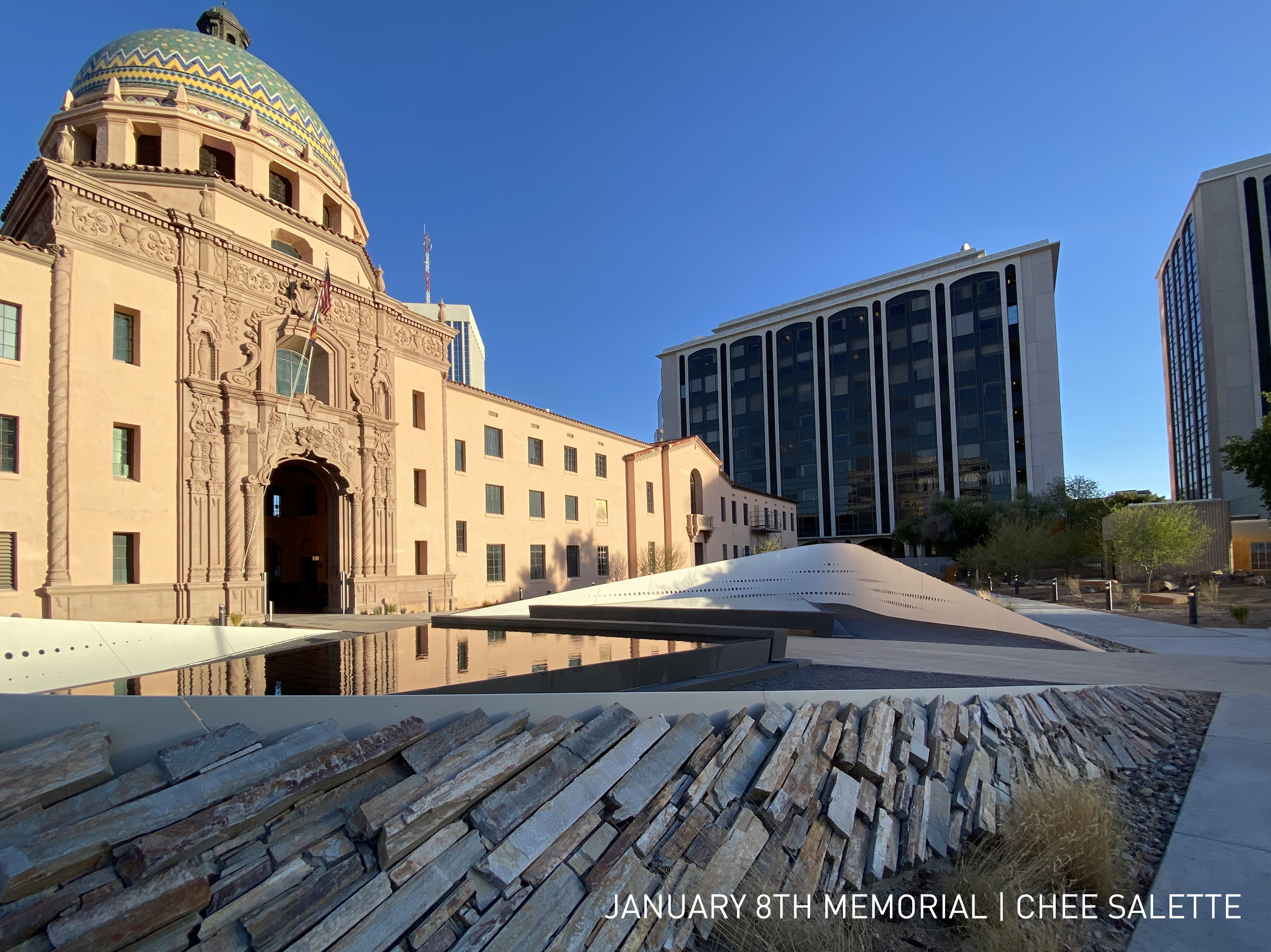 The Jan. 8 Memorial stands in front of the Pima County Courthouse, a civic center in the heart of Tucson.