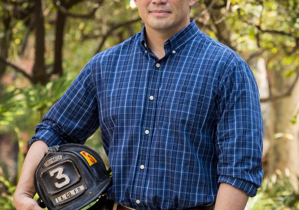 Derek Urwin 2021 garden photo with helmet