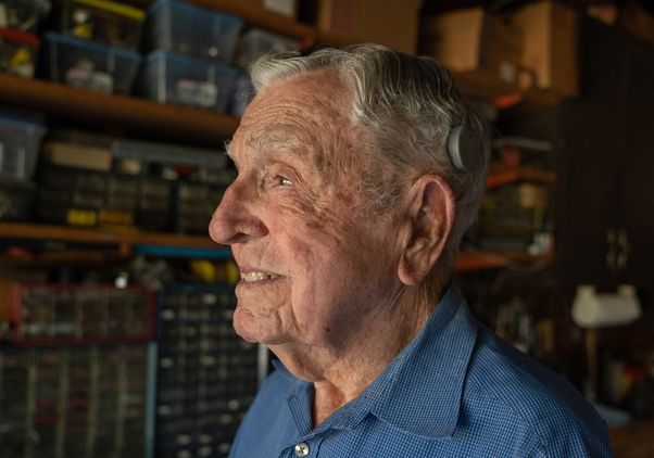 Irvin Poff in garage