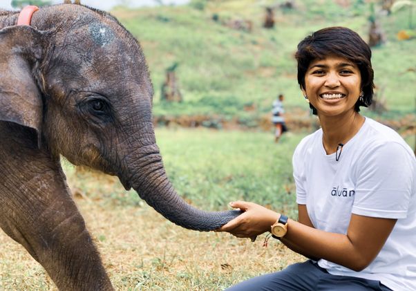 Farwiza Farhan with elephant