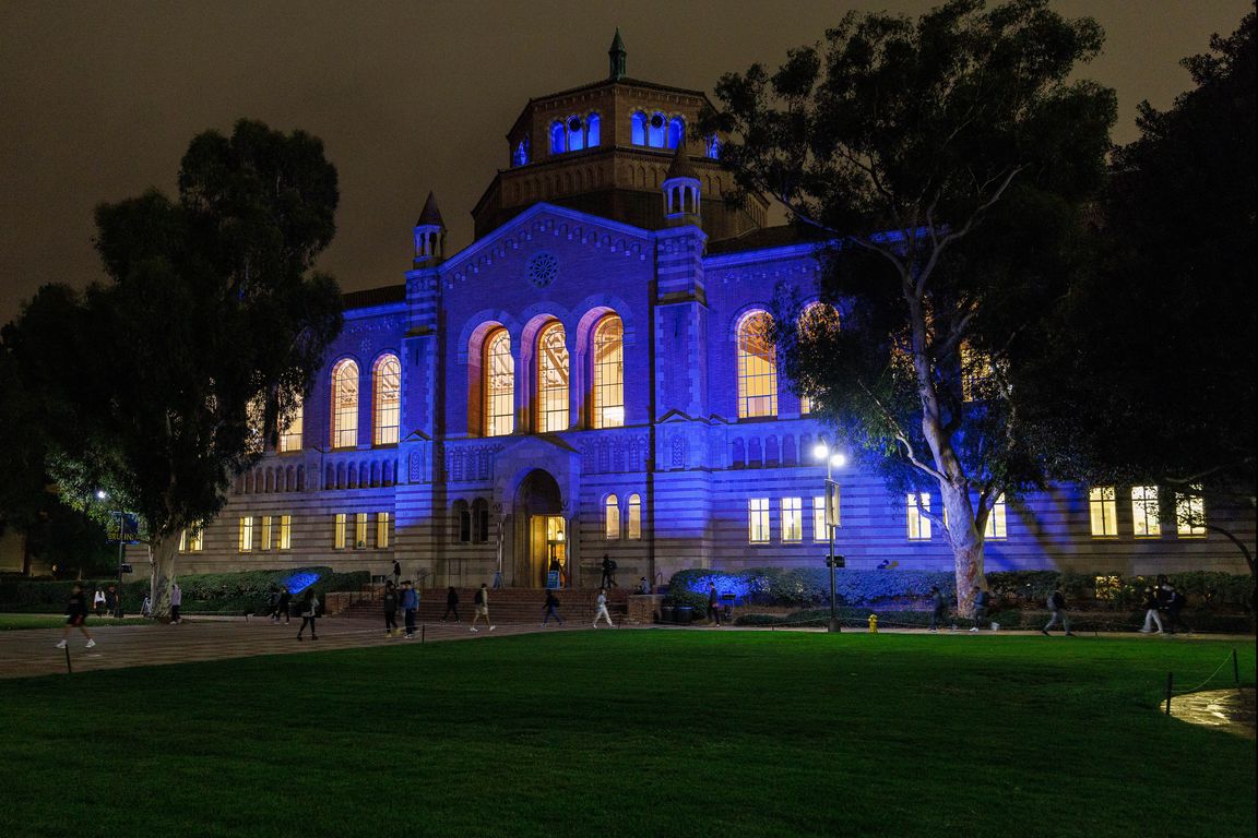 Powell Library in blue