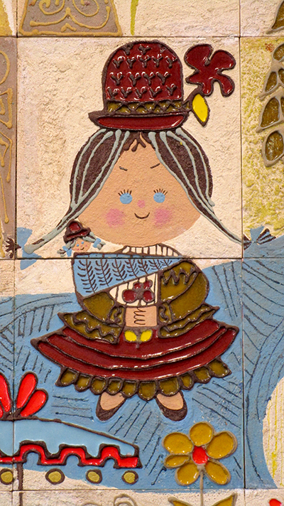 Detail of the mural post restoration.