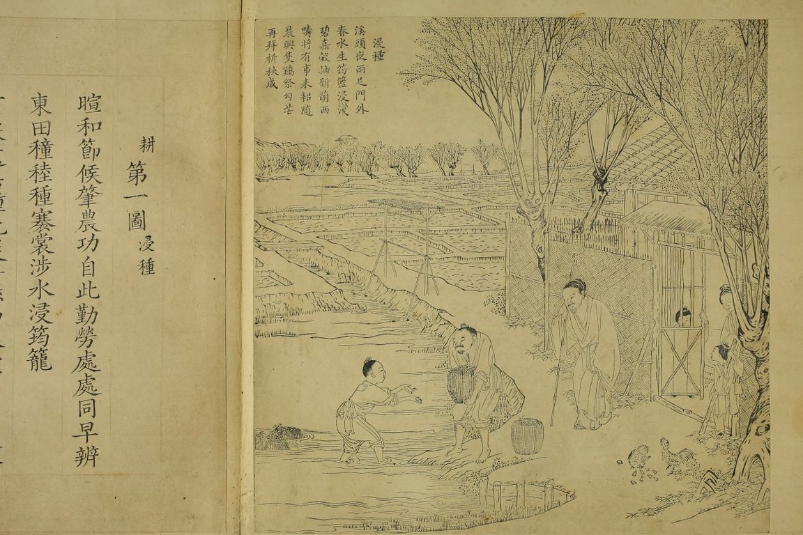 Wood engraving depicting farm life in China