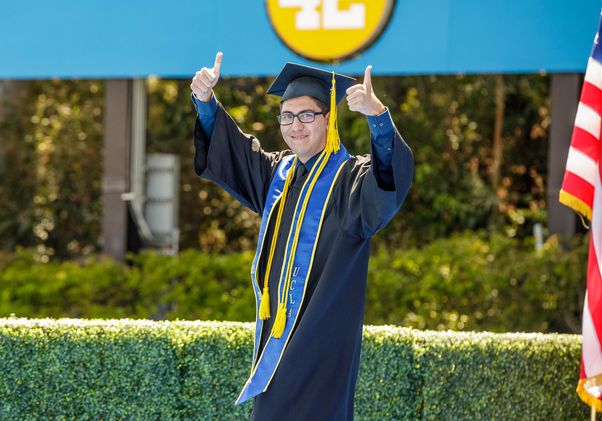 UCLA Commencement 2021 - student thumbs up