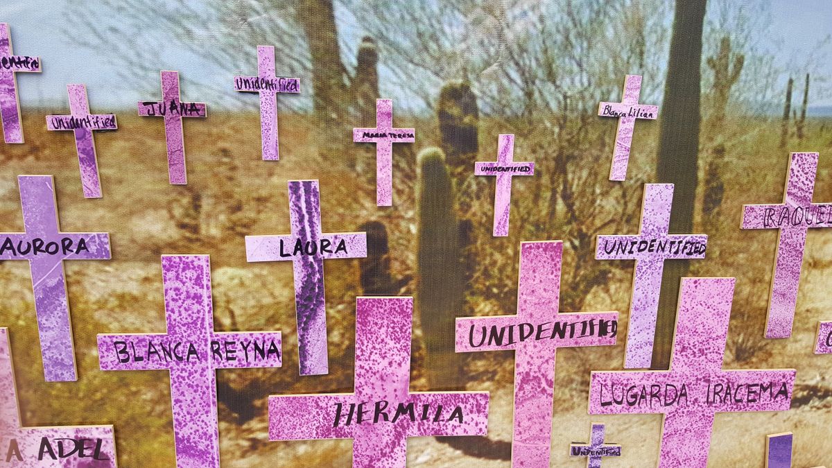 Crosses on Mujer Migrante Memorial