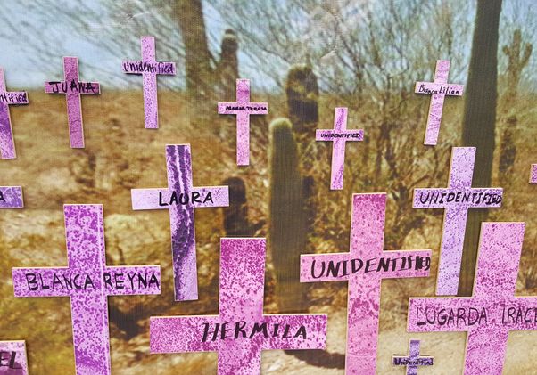 Crosses on Mujer Migrante Memorial