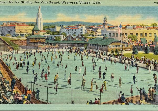 Vintage Westwood Village ice skating rink postcard 