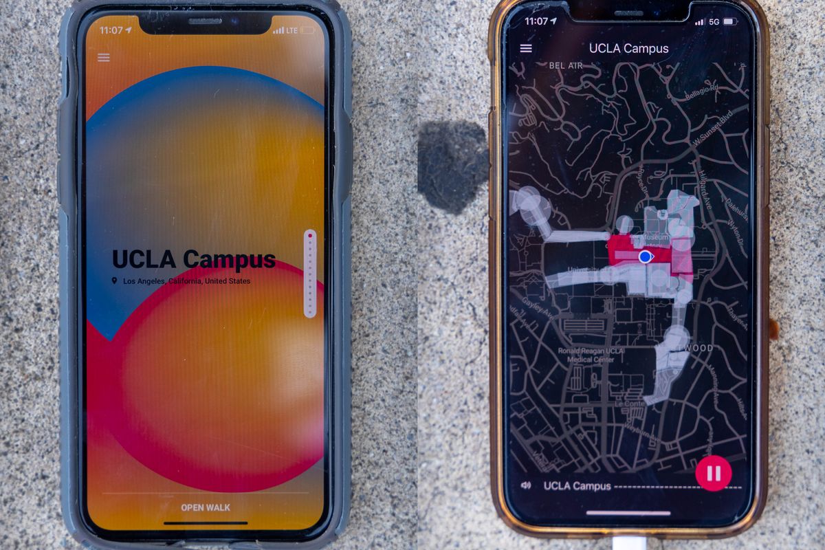 Smartphones show Ellen Reid SOUNDWALK app