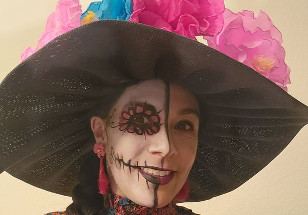 Veronica Terriquez in makeup for Día de los Muertos