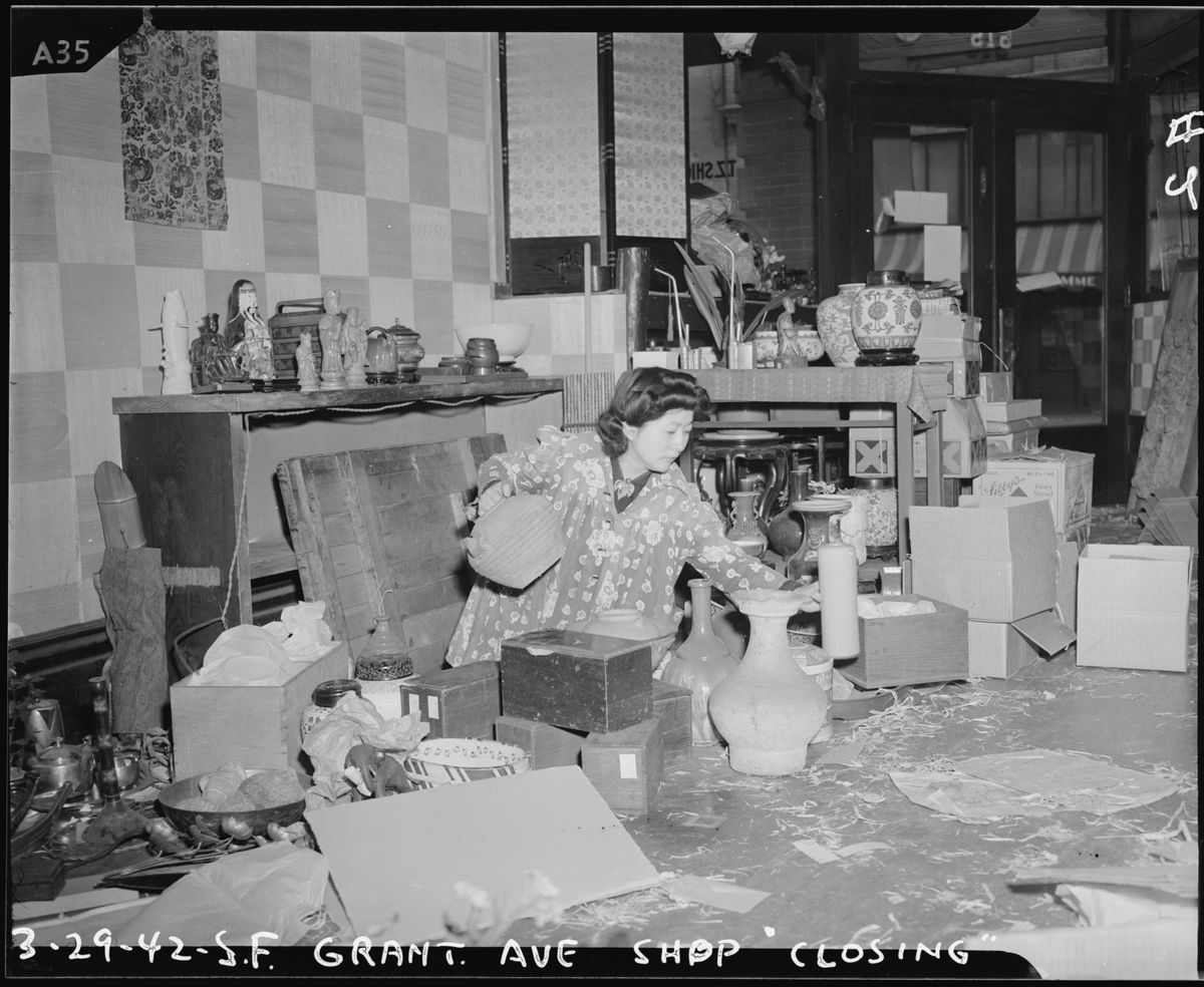 Japanese woman closing business