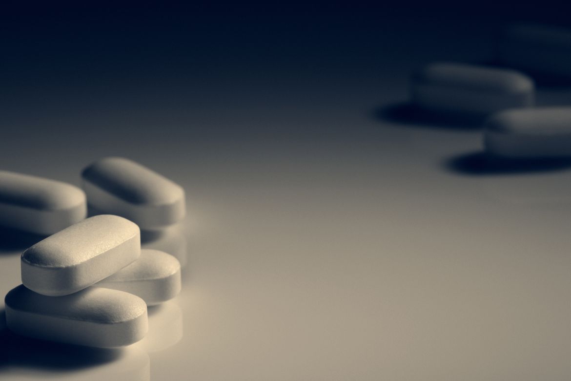 White pills on a table