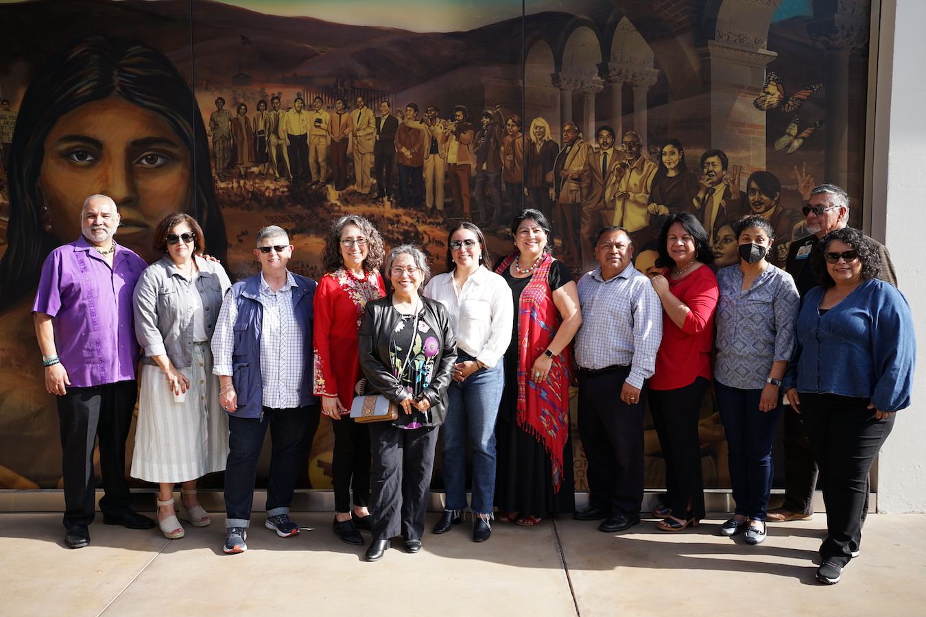 Co-chairs of UCLA’s Hispanic-Serving Institution Task Force with colleagues in front of mural