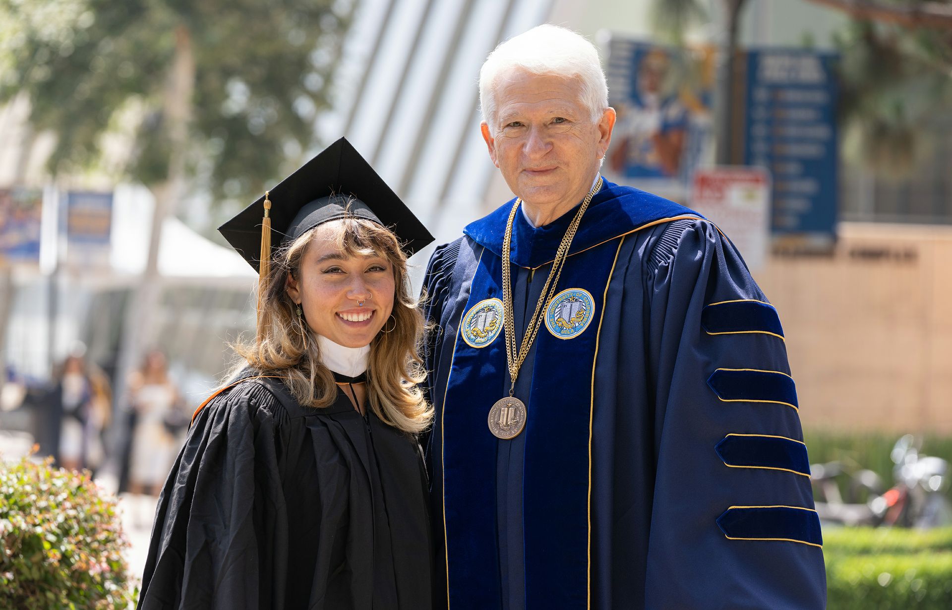 Chancellor Block and Katelyn Ohashi posed outside