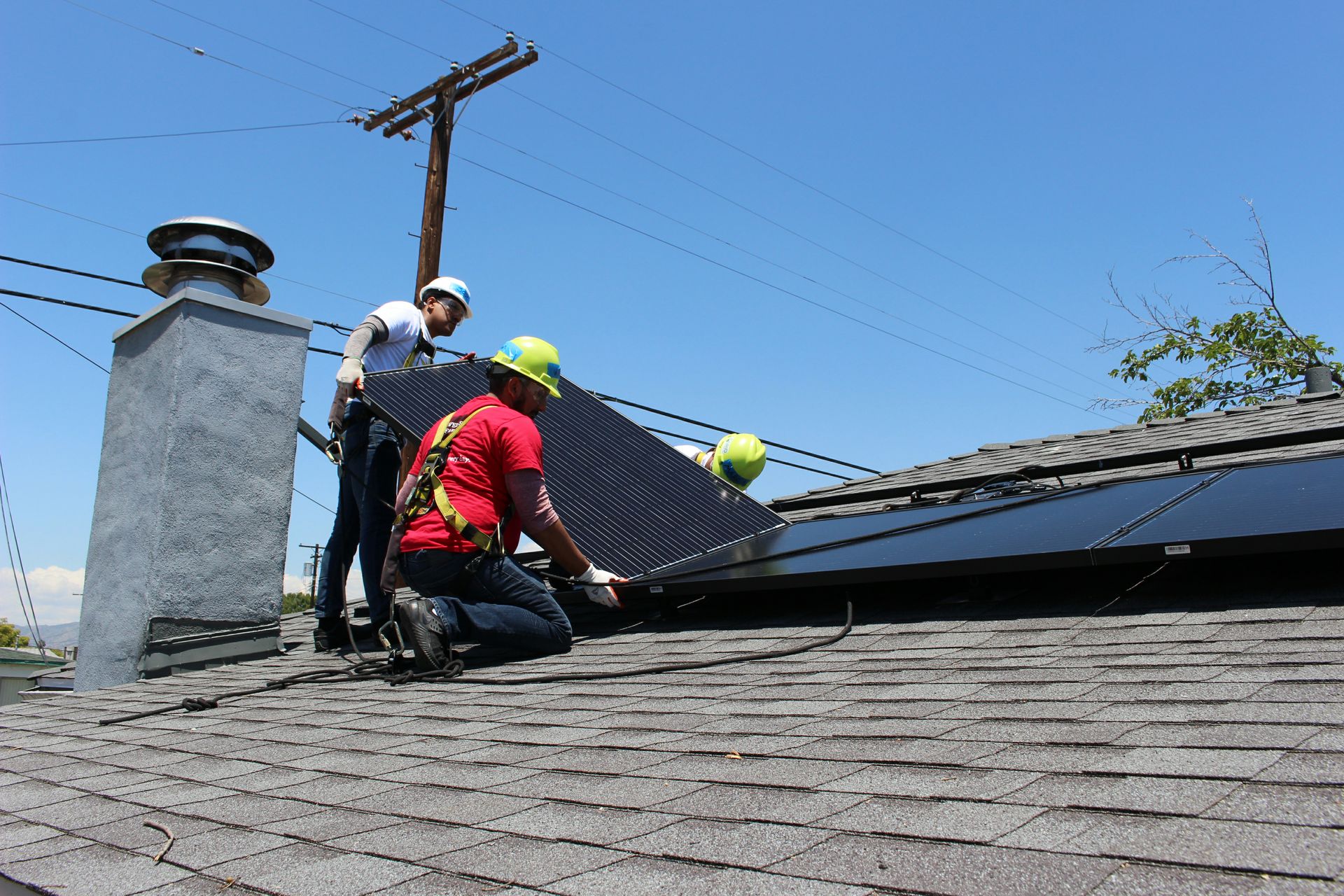 Rooftop solar panel installation